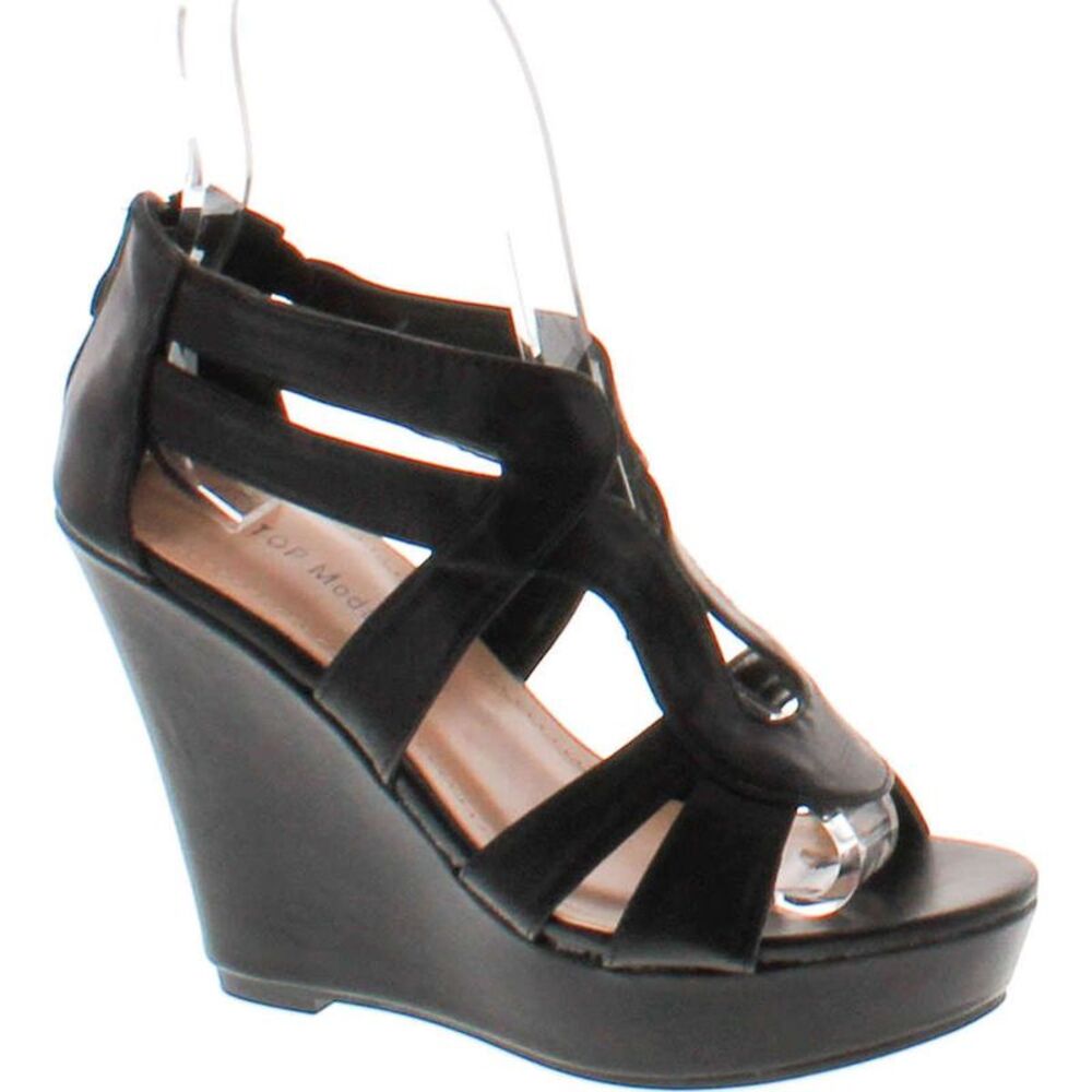 Top Moda Lindy-88 Black PU 88 Womens sandals 10 NEW